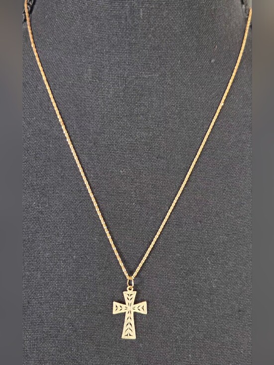 Other - ✨ PRISTINE Vintage 80s 14K Gold OroAmerica Filigree Cross Pendant ✨